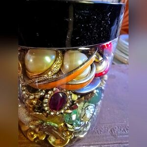 Vintage Jewelry Jar Includes Sarah Coventry Items